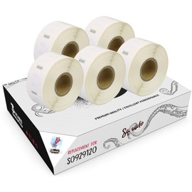 Squuido 5 Rolls S0929120 Removable Labels Compatible with Dymo LabelWriter 4XL 450 400 330 320 310 Duo/Turbo/Twin Turbo Seiko SLP 450 430 420 410 400 200 100 | 25mm x 25mm | 750 Labels per Roll