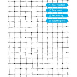 QWORK Wire Reinforced Cat Net with Mounting Set 3 x 4 m Black for Balcony, Exterior Doors and Windows