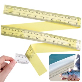 12 Pcs Transparent Fish Rulers Stickers- 39" Self Adhesive Fish Measuring Tape- Waterproof Double Scale Decal Tape Measure for Fishing, Boat, Kayak, Net