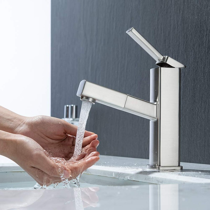 KAIYING Bathroom Sink Faucet with Pull Out Sprayer, Single Hole