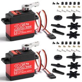 Miuzei 2Pcs 25KG High Torque RC Servo, Waterproof Servo Motor Compatible with 1/8, 1/10 RC Car, Full Metal Gear Steering Servo with 25T Servo Horn（270°）