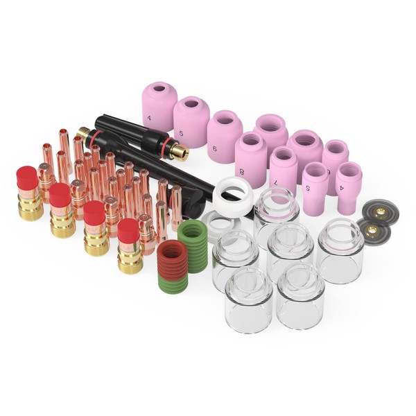 YESWELDER 71Pcs TIG Welding Torch Stubby Gas Lens #12 Pyrex