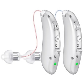 Pair Of Rechargeable Seniors Digital Hearing Aids BTE Invisible Sound Amplifiers