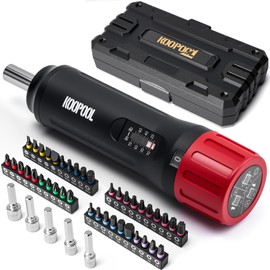46-Piece Torque Screwdriver Set, 1/4 Inch Drive, 10–70 Inch-Pounds, for Gunsmiths, Scope Mounting,Electronics & Bikes, Includes 40 S2 Bits & 5 CR-V Nut Drivers (Standard Red)