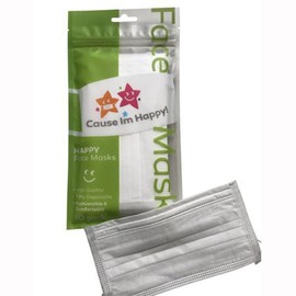 Cause Im Happy Face Mask - Cause Im Happy Face Mask White 10 Pack