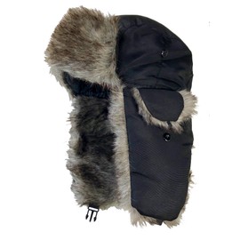 Wagma Products Men's Flight Cap, Pilot Cap, Russian Hat, black (black 19-3911tcx), Free Size