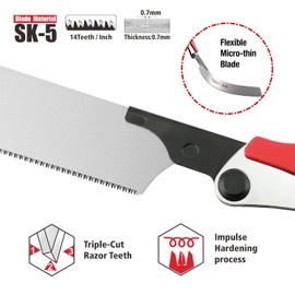 2 in 1 Japanese Hand Saw，10.4Inch Folding Saws，SK-5 Steel Pruning Saw Woodworking Tools，Replaceable Blade for DIY Craft, Non-Slip Hand Handle, Sharp & Lightweight for Woodworking and Garden Trim