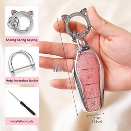 ZVRSUA Car Key Case Fits BYD, Key Cover TPU with Glitter Key Fob, Car Key Protective Case Compatible with BYD Atto 3 Han Tang Song Pro-DM-i Yuan Qin Seal Dolphin, pink