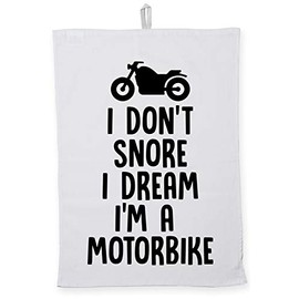 Hippowarehouse I don't snore I dream I'm a motorbike Tea Towel Eco Printed Dish Cloth Kitchen accessory 50cmx70cm 100% Cotton