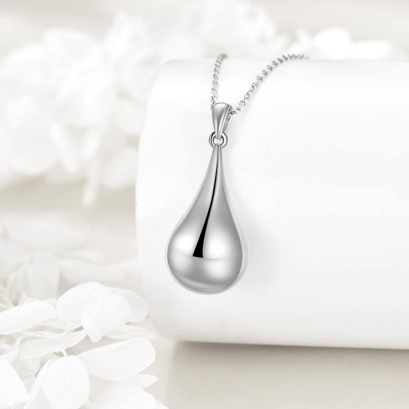 YFN 925 Sterling Silver Teardrop Urn Necklace - Memorial Keepsake