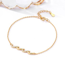 zocare Gift for Best Friends Female,Wave Friendship Bracelet for Women,Bestie Gifts for Women,925 Sterling Silver Bracelet Gifts for Friends Birthday Gift Graduation Gift Gold Color with Crystal