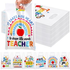 Kolldenn 240 Pcs Back to School Bags First Day of School Teacher Appreciation Gift Bulk Plastic Treat Bags Thank You Teachers Party Favors Goodie Bag for Retirement Wrapping Supply
