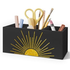 AQYIP Boho Sunshine Pen Pencil Holder for Desk, Boho Office Decor, Gold Minimalist Sun Sunshine Sunrise Sunset Decorative Sign for Home Office Desk Tabletop Decor