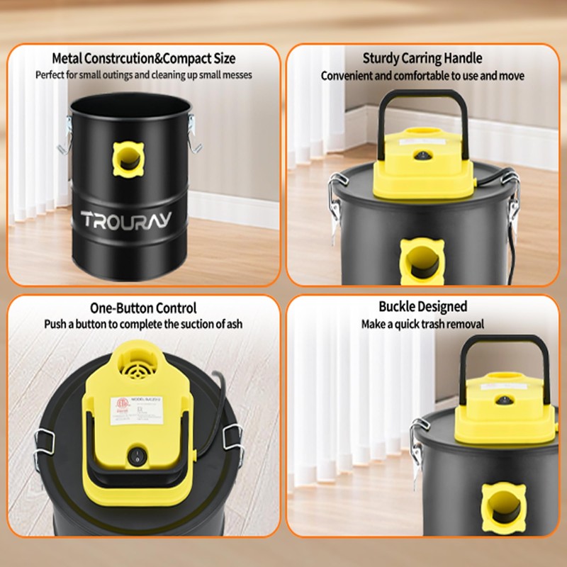 TROURAY Ash Vacuum Cleaner,2.6 Gallon Heat-Resistant Lightweight Canister Vac Cleaners