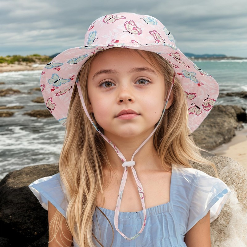 INSPUTOL Sommerhüte für Kinder, Mädchen-Bucket-Hut mit UV-Schutz, Verstellbarer, Faltbarer Sonnenhut