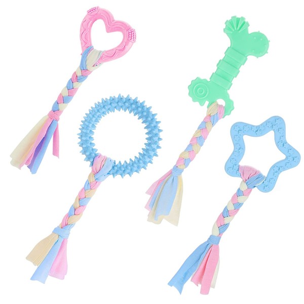 Flaiskytup 4 Pcs Puppy Chew Toys for Teething for Dogs