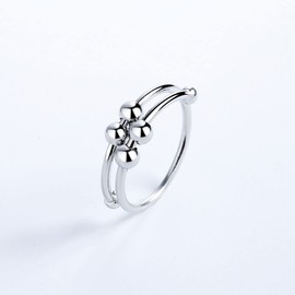 Zhetwour Ring for Women Men Fidget Peace Rings Stress Reliever Spinner Adjustable Band Relief Spinning 2 PCS (Style 6)