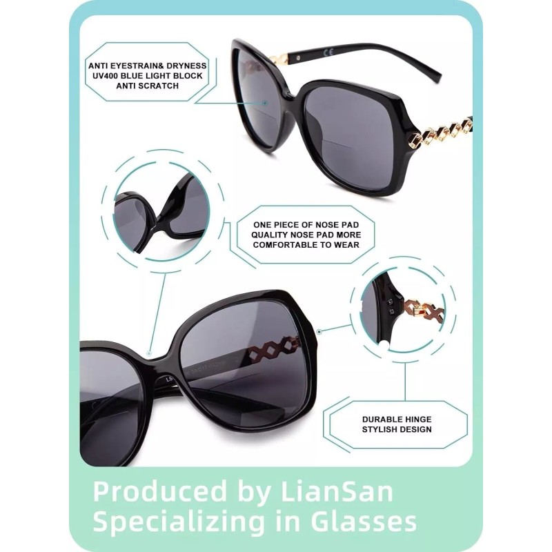 LianSan 2Pack Women Sun Readers,Readin