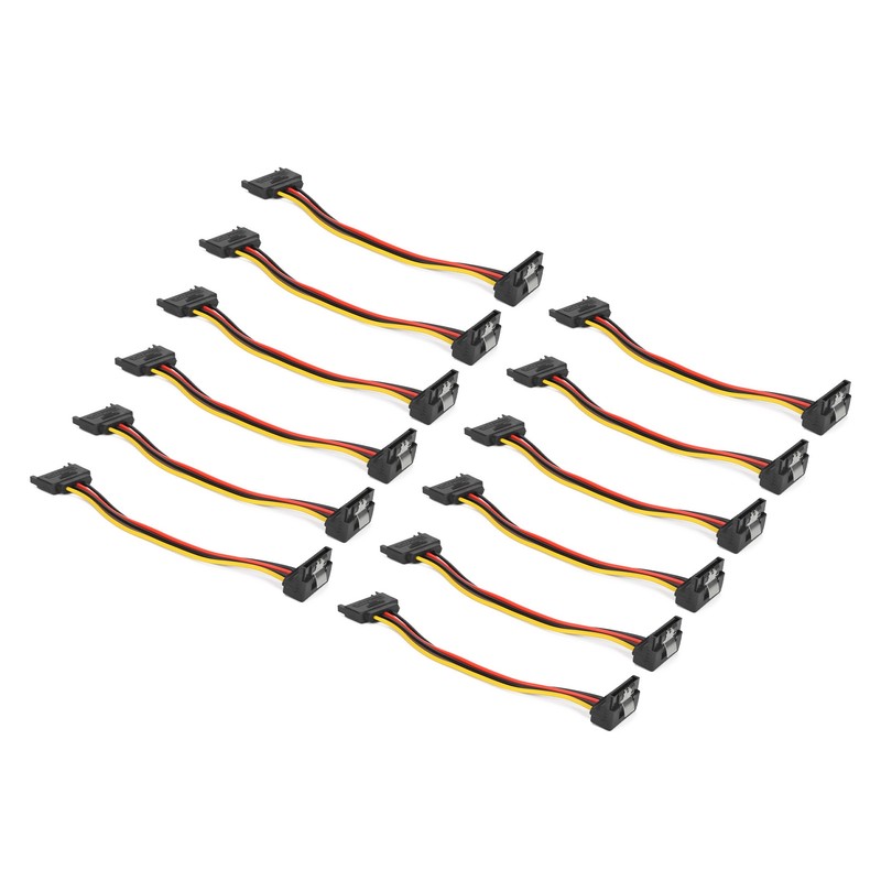 10 Pack SATA Cables 15 Pin 90 Degree Male to
