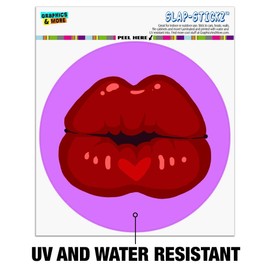 Seductive Luscious Kiss Lips Pucker Automotive Car Window Locker Circle Bumper Sticker