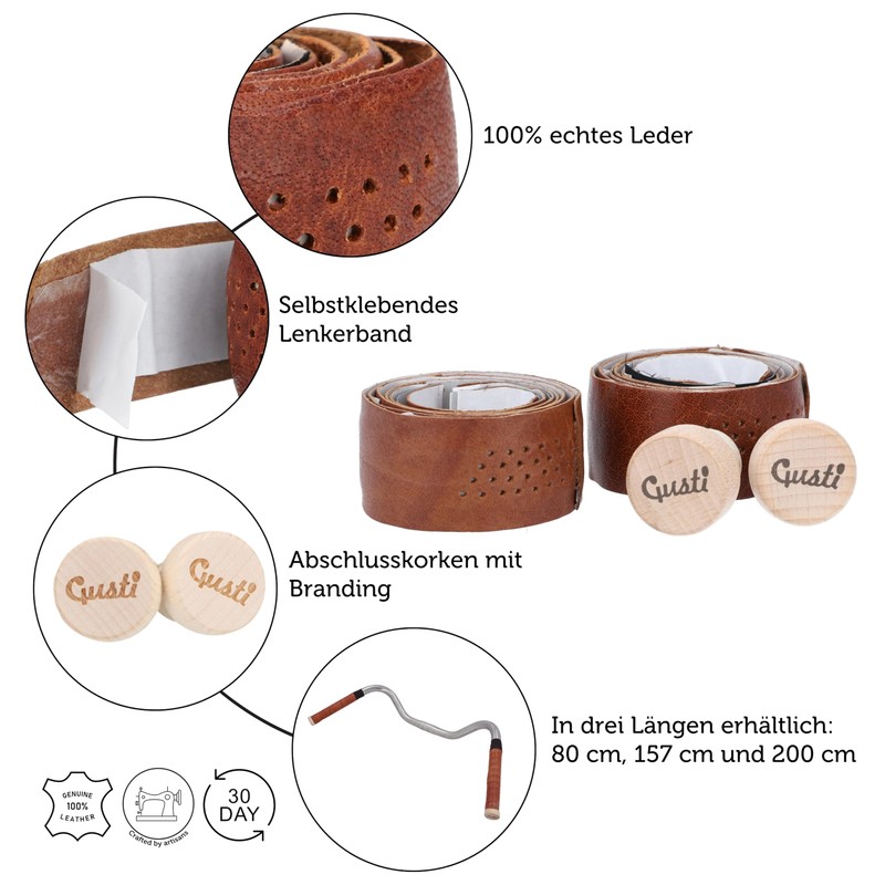 Gusti Studio Handlebar Tape Leather with Cork Fausto C. Road