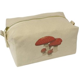 'Red Mushrooms' Canvas Wash Bag/Makeup Case (CS00041899)