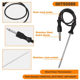 00755060 Meat Probe Thermometer Compatible with Thermador, Bosch, BSH Range Stove, Oven, Grill, Baker,Replace 492332 00492332