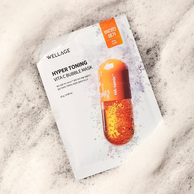 Wellage Hyper Toning Vita C Bubble Mask 5 Sheets