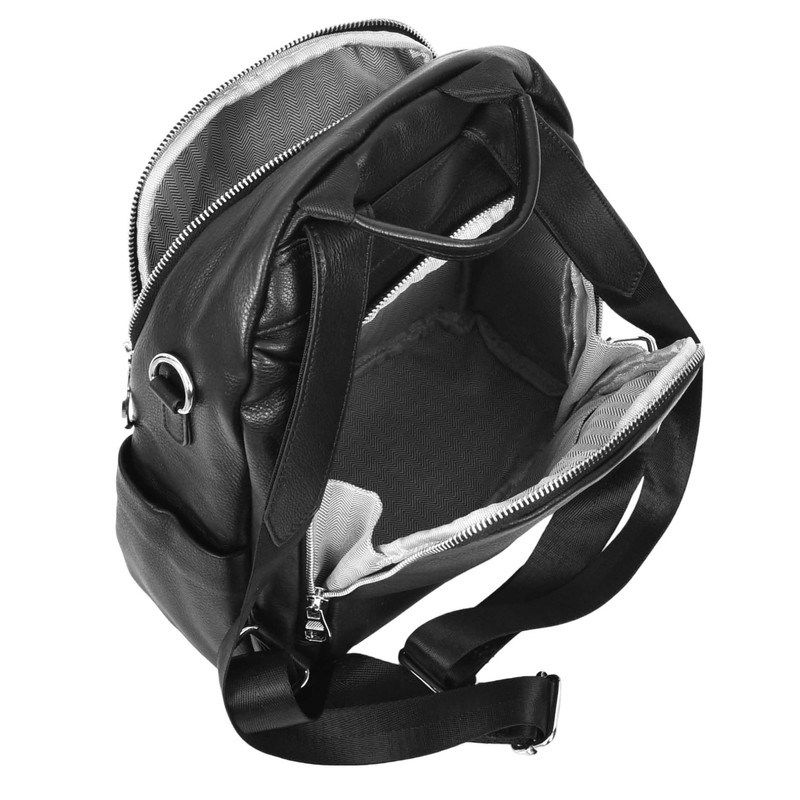 Womens Real Leather Fashion Backpack Casual Style Eliza (Black)
