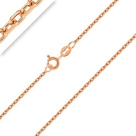 Planetys - Children's and Baby Anchor Chain Diamond-Coated 925 Sterling Silver 18 Carat Rose Gold-Plated Chain Necklace - 1.5 mm Wide Various Lengths 32-34-36-38-40 cm, Sterling Silver
