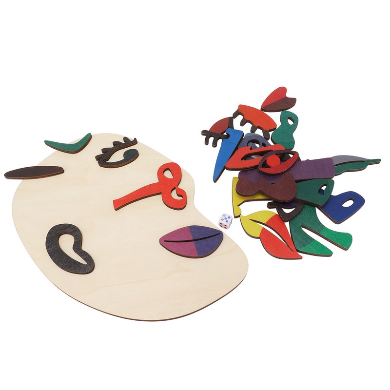 Kids Wooden Puzzle Board 26 Blocks Face Shaped Improve Imagination
