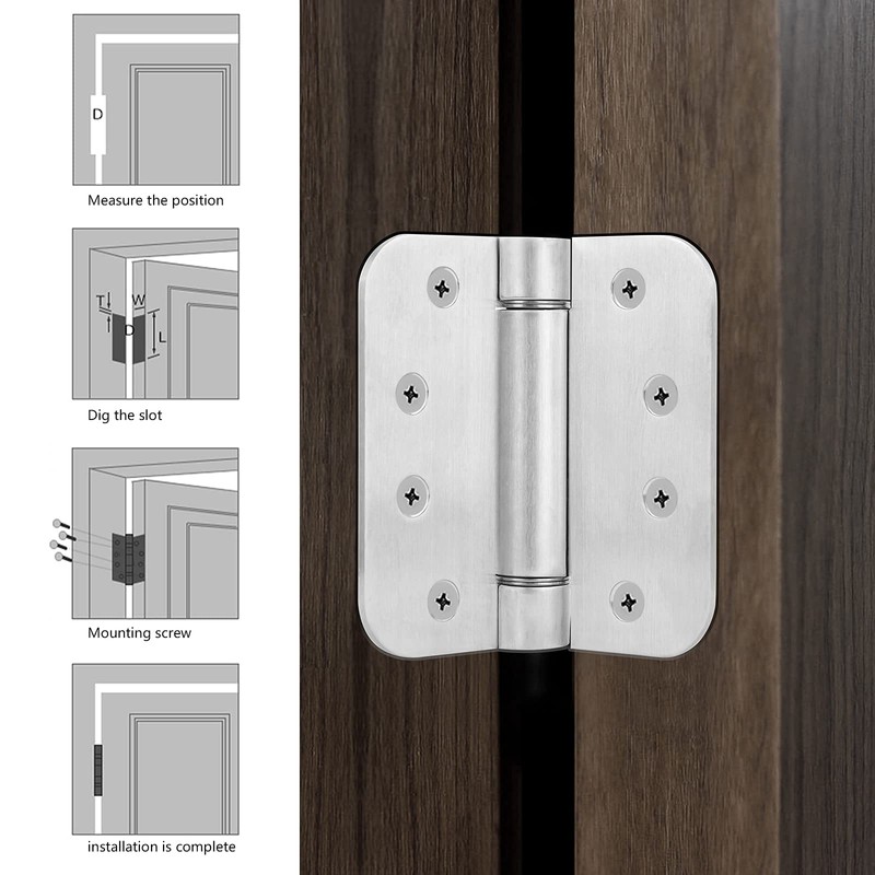 Hommyzone Adjustable Spring Door Hinge 4”X 4”, Stainless Steel Self-Closing