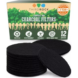 THIRD ROCK - 12 CHARCOAL FILTER FOR COMPOST 1.3 GALLON BUCKET 6.5" - SEALED