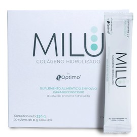 MILU | Colageno Hidrolizado Puro con Magnesio y Vitamina C 330gr - 30 Sobres de 11g | Suplemento Alimenticio Sin Sabor, Olor o Azúcar