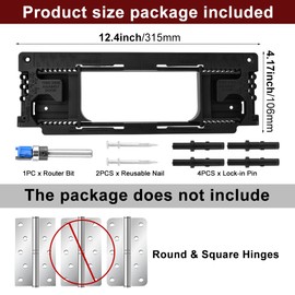 Door Hinge Jig, Door Hinge Mortiser Hinge Installation Kit, Door Hinge Router Template Fits for Door Hinge from 2-1/2'' to 6'' and 5 Door Thickness from 1-3/8'' to 2-1/2''
