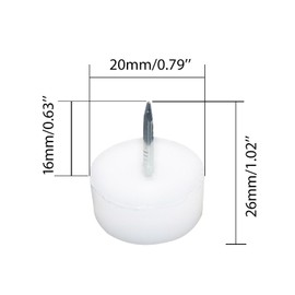 Boguish 20 Pcs Furniture Feet Nail Plastic Glide Nails Round Chair Table Leg Protector Pads 0.79×0.79inch White