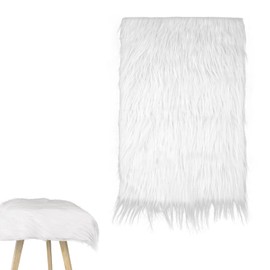 Faux Fur Sold by the Metre Fabric 60 x 40 cm / 23.6 x 15.7 inches, Faux Fur Sold by the Metre for DIY Crafts, Upholstery Cover, Floor Decoration Mat, Gnome Beard Hair (White)