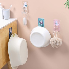 Towel Holder, Wall Hooks, Bathroom Organizer, Towel Racks for Bathroom,Cute Hooks Wall Mounted 360° Rotating Hook Orderly Storage Strong Stickiness Towel Rack for Bathroom Kitchen(2)