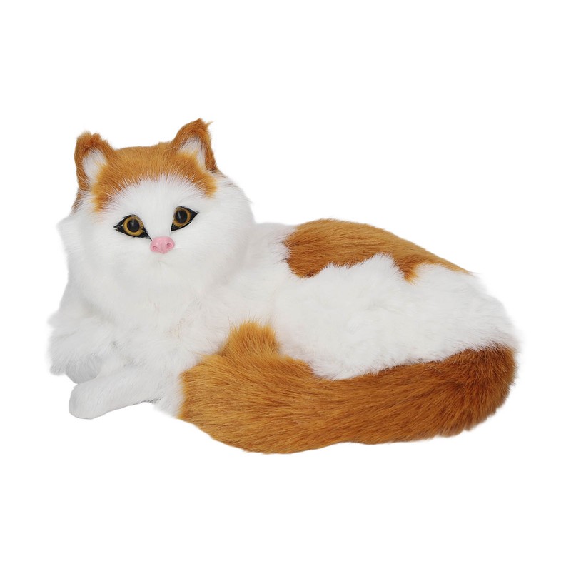 Simulation Furry Cat Figurine Home Cute Funny Synthetic Fur Cat