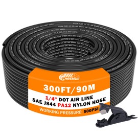 CheeMuii 300 FT 1/4" DOT Air Line 1/4 PA12 Nylon Pneumatic Tubing 91 Meter 1/4 Inch OD Pneumatic Air Tubing Pipe Hose Line for Semi Truck Trailer or Industrial Air System