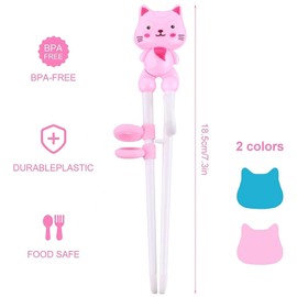 Aczyqws 2 Pack Animals Training Chopsticks for Kids Adults Beginners, Reusable Training Chopsticks with Chopstick Helper for Toddler Learning Chopstick(Blue+Pink)