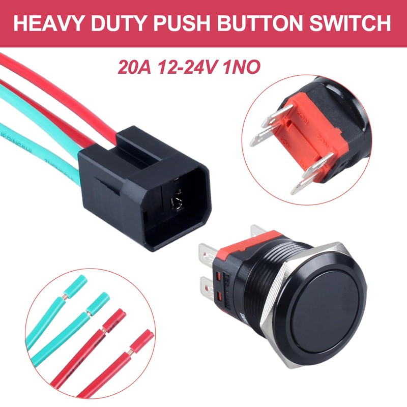 DMWD 22mm Heavy Duty Latching Metal Push Button Switch Large