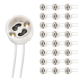 DiCUNO GU10 Lamp Holder 0.75mm² Silicon Wire GU10 Connector Ceramic Base for LED and Halogen,250V,Max 300W,25-Pack