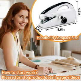 Handheld Sewing Machine, Portable Hand Held Sewing Machine Handheld for Hamming, Mini Travel Hand Sewing Stitching Machine for DIY Home Use