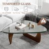 Mid-Century Modern Coffee Table - Triangle Glass Top Natural Wood