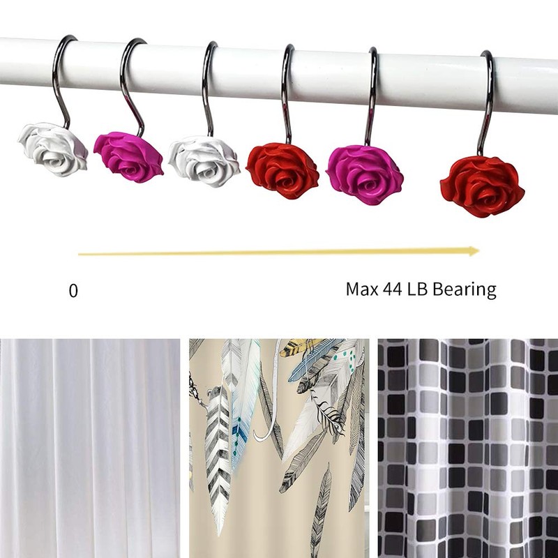 Actpe 12pcs Shower Curtain Hooks, Home Decorative Rustproof Shower Curtain