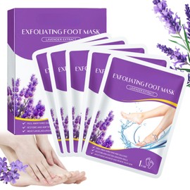 5 Pairs Foot Peel Mask - Exfoliating Foot Mask for Hard Skin & Calluses - Cracked Heel Repair - Moisturising Foot Care Socks for Baby Soft Feet, Dead Skin Remover Lavender Extract