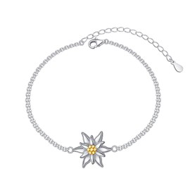 Edelweiss Bracelets for Women Sterling Silver Flower Edelweiss Chain Bracelet Oktoberfest Jewelry Birthday Gifts