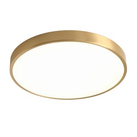 LCSMVLQ Ultra Thin Ceiling Lighting, Mid Century Light Fixtures, Round LED Ceiling Light, Nordic Full Copper Ceiling Lamp, Decorative Close to Ceiling Lighting Fixture for Learning Room Tea Room