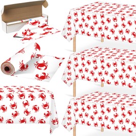 54 Inch x 100 FT Crab Boil Party Tablecloth Roll, Plastic Disposable Crab Table Cover for Seafood Boil Party Lobster Seasoning, BBQ, Summer Picnic Supplies(White)